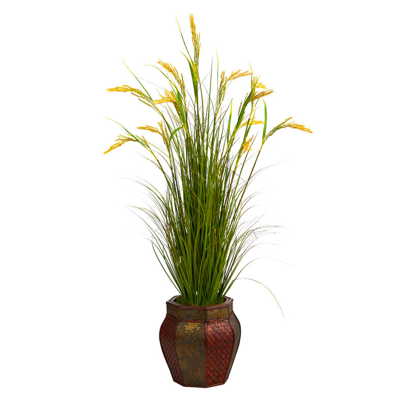 Hivvago 53" Wheat Grain Artificial Plant in Decorative Planter