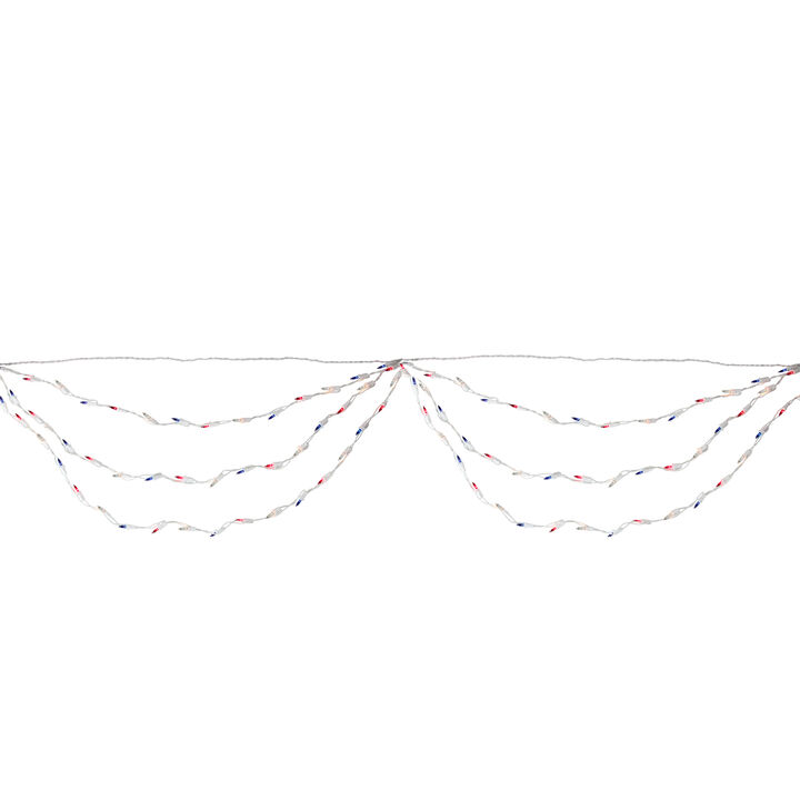 100-Count Red and Blue 4th of July Mini Swag Light Set  6ft White Wire