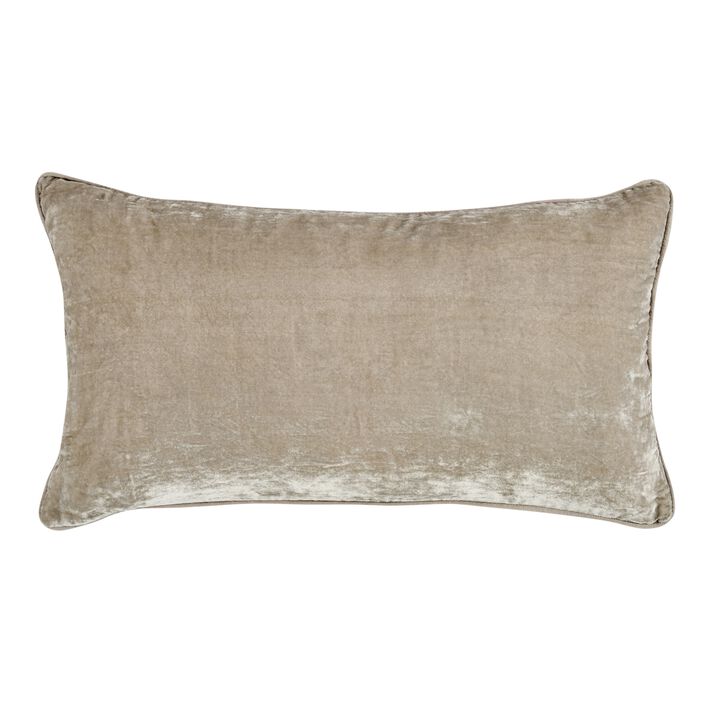 Timo Lumbar Throw Pillow, 14x26 Inch Beige Viscose, Reversible Design - Benzara
