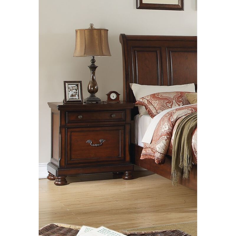 Streamdale Cherry Finish Nightstand with Storage