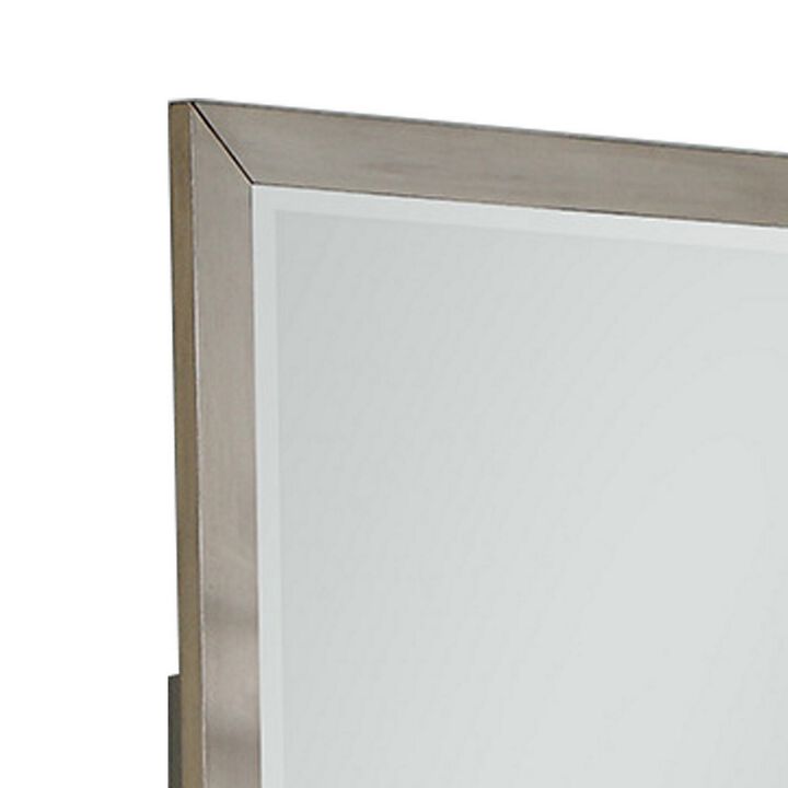 Bran 36 x 36 Modern Square Dresser Mirror, Pine Wood, Light Brown-Benzara