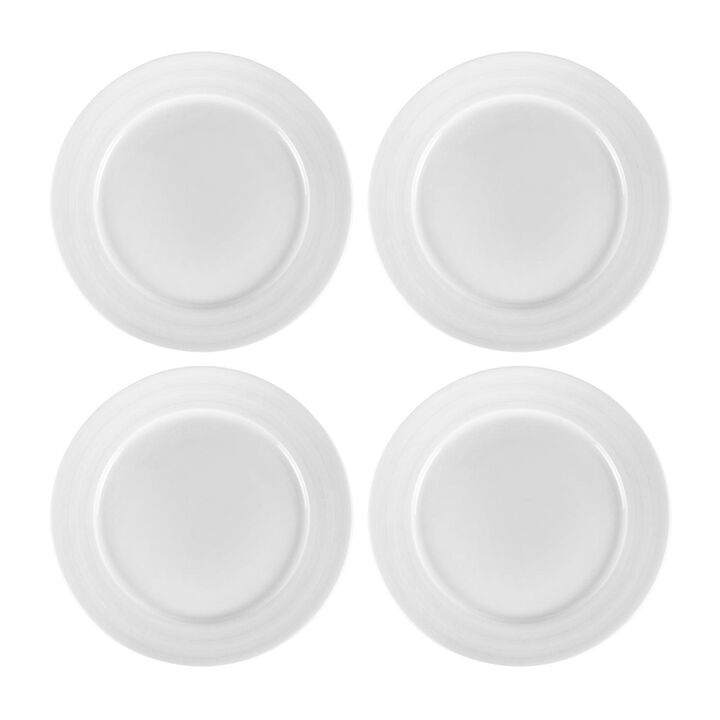 Porcelain Lizbon dia.9.25" Round White Porcelain Plate (Set of 4)