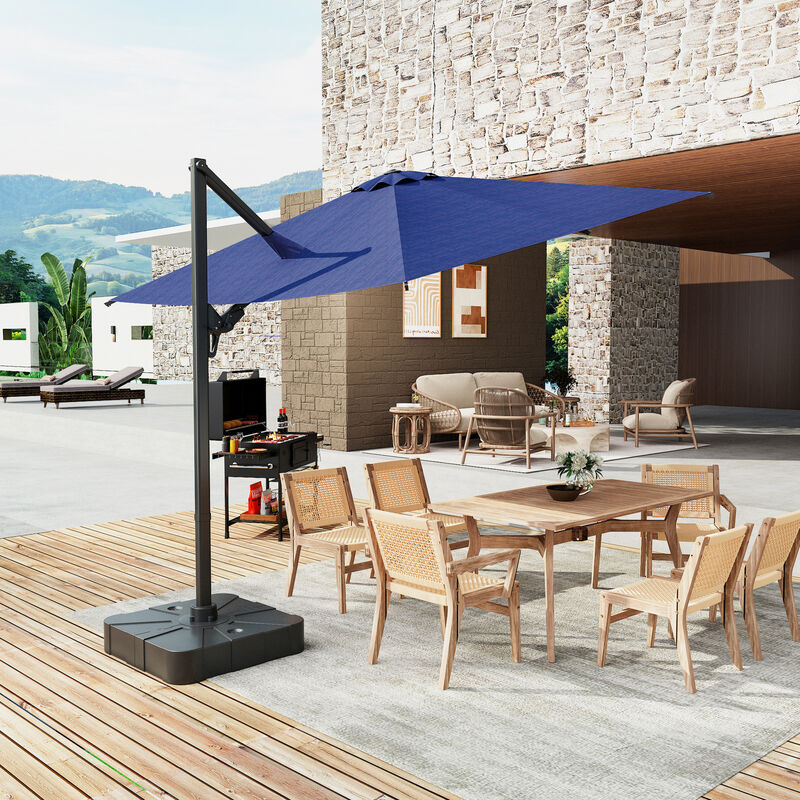 FUFU&GAGA 15ft Beige Cantilever Patio Umbrella | Heavy-Duty Outdoor Sunshade with Rotating Base
