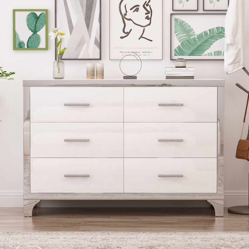 Merax Elegant High Gloss Dresser with Metal Handle