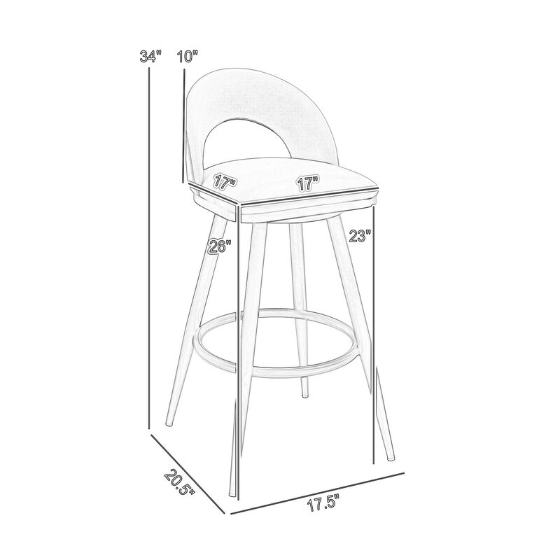 Visy 26 Inch Swivel Counter Stool Chair, Round Back, White Faux Leather - Benzara