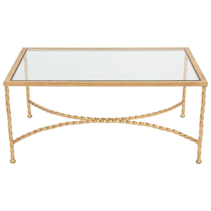 Safavieh MATILDA GOLD LEAF GLASS COFFEE TABLE