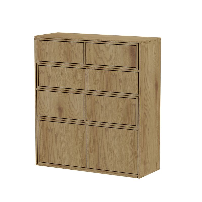 FUFU&GAGA Modern Wooden Pull-Out Drawer Cabinet, P2 MDF, Oak Finish (31.5" W x 35" H x 11.8" D), Oak