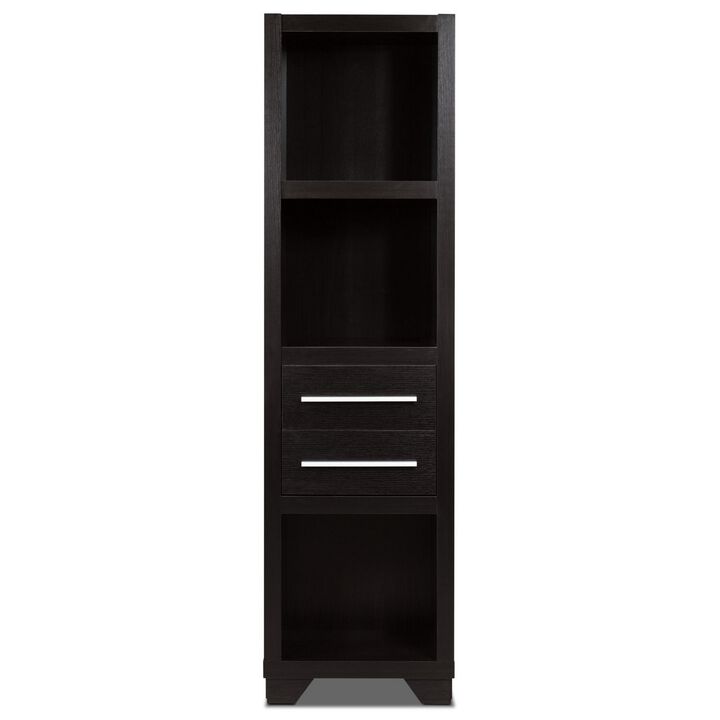 Spacious Media Tower With Drawers, Brown - Benzara