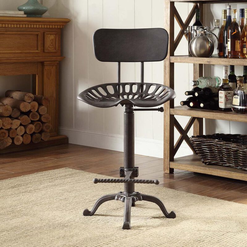 Carolina Living August Tractor Seat Barstool with Back - Industrial