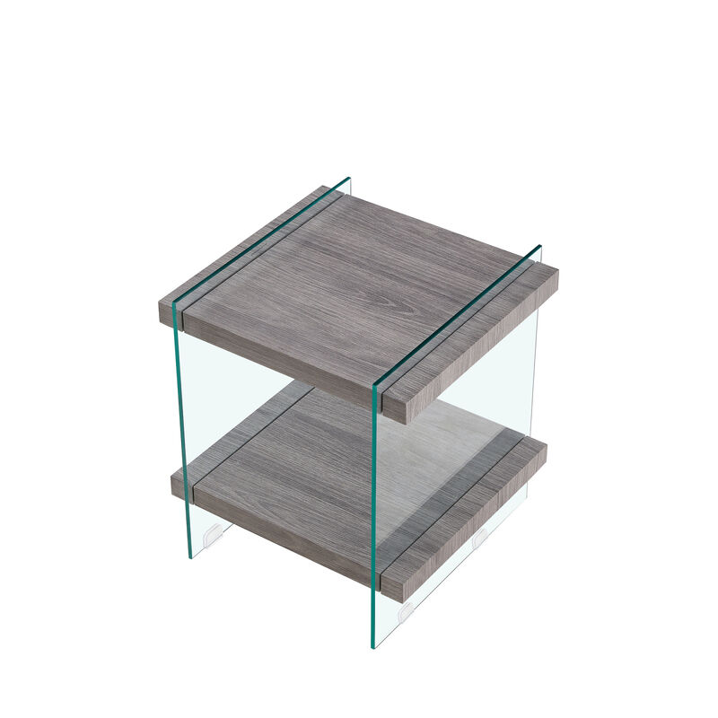 Streamdale Sleek Glass & MDF Side Table with Dual Shelves
