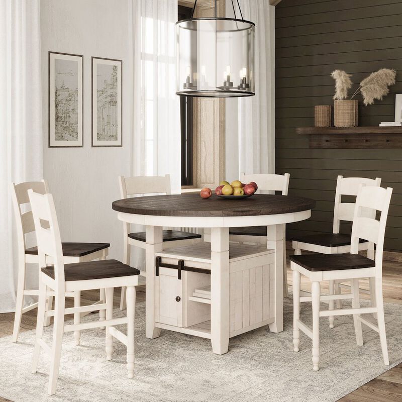 Jofran Seven Piece Reclaimed Solid Wood Counter Height Round Dining Set