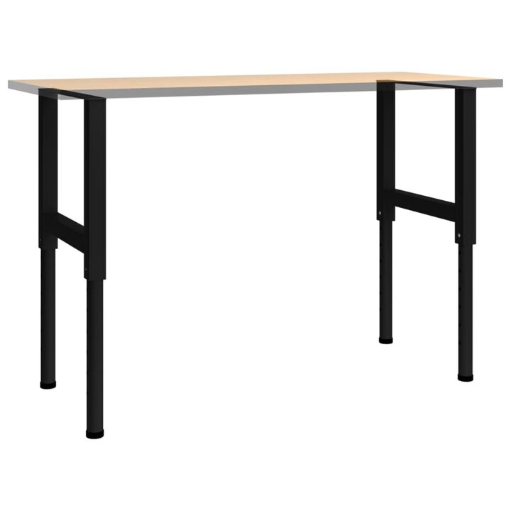 vidaXL Adjustable Work Bench Frames 2 pcs Metal 21.7"x(27.2"-37.6") Black