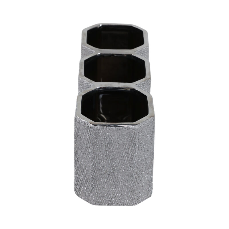 Ceramic 4" 3-cup Pencil Holder