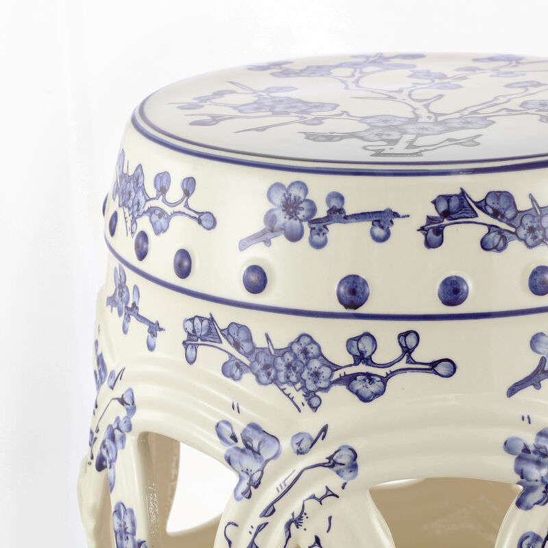 Lucky Coins Chinese Ceramic Drum Garden Stool