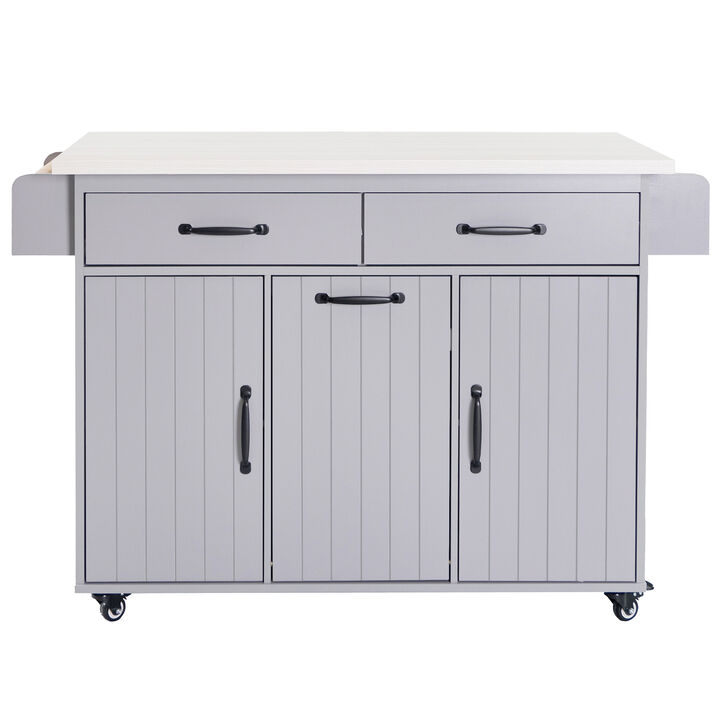 Merax Rolling Kitchen Island on Wheels with Adjustable Shelf