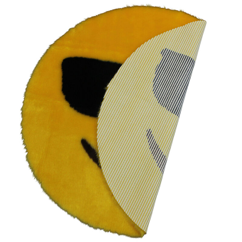 Walk on Me Emoji Faux Fur Soft and Cute 26 in. Sunglasses Area Rug Made in France