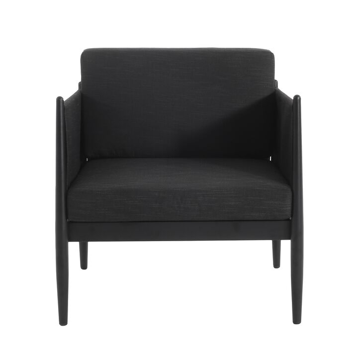 Jackie Outdoor Club Accent Chair, Black, Dark Gray Cushions, Aluminium