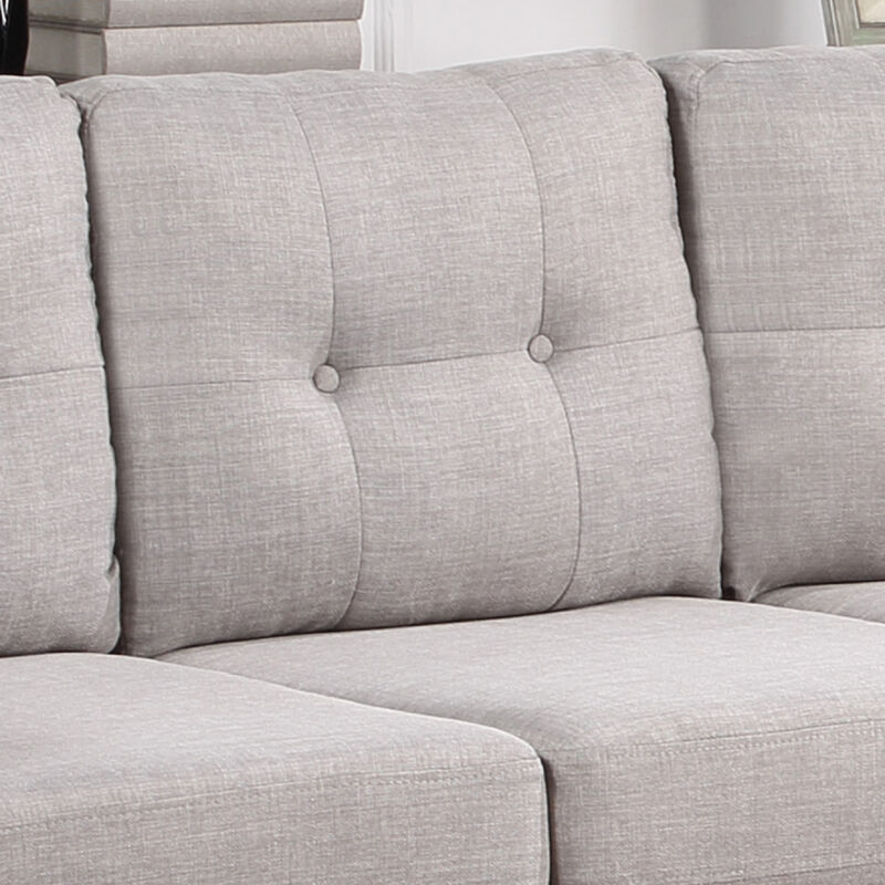 Dalia Light Gray Linen Modern Sectional Sofa With Right Facing Chaise
