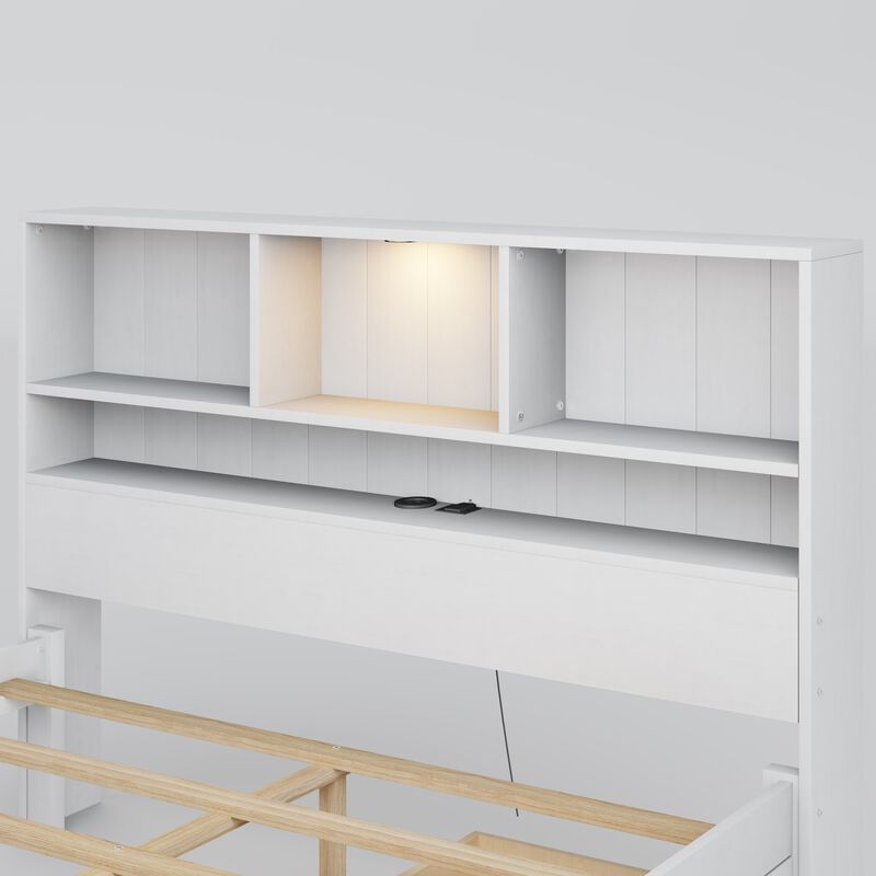 Merax Platform Bed with Built-in Downlight and 2 Drawers