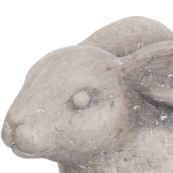Antique Styled Raw Textured Polyresin Ideal Rabbit Planter, Medium, Gray - Benzara