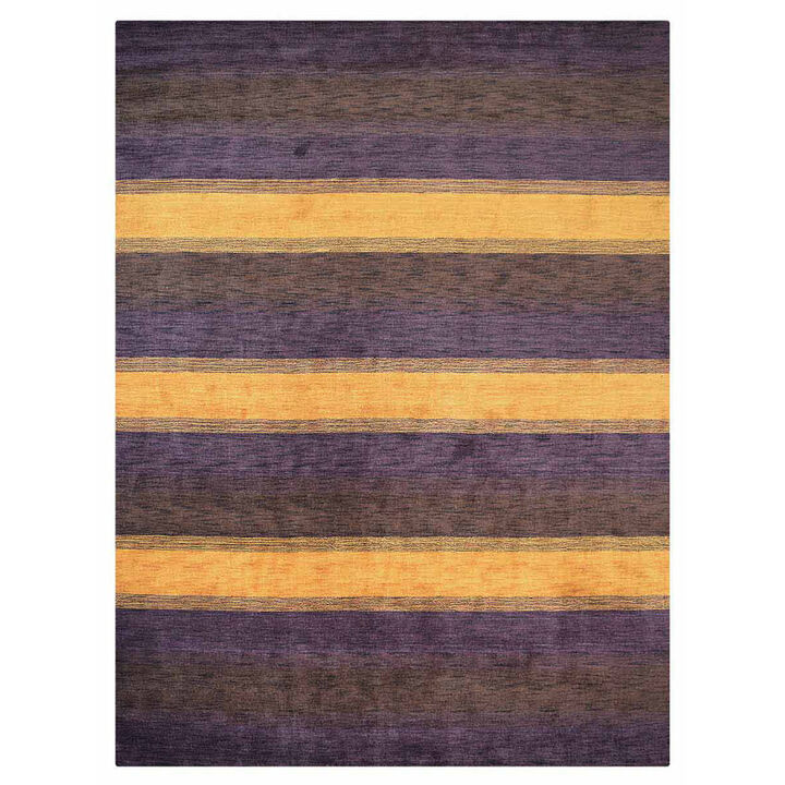 RUGSOTIC CARPETS HAND KNOTTED LOOM WOOL ECO-FRIENDLY AREA RUGS  - 8'x10', Rectangle, Purple Brown Color, Contemporary Modern Design, High Pile Handmade Anti Skid Rugs for Living Room (L00228)