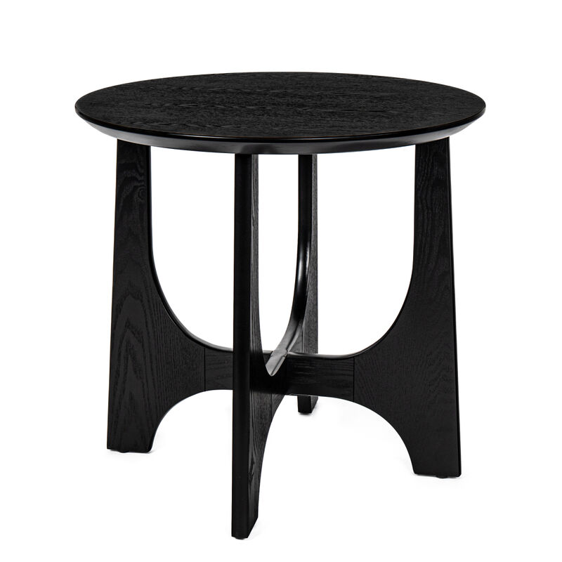 25" Round End Table, Wooden Side Table, Nightstand For Bedroom, Living Room, Reception Room