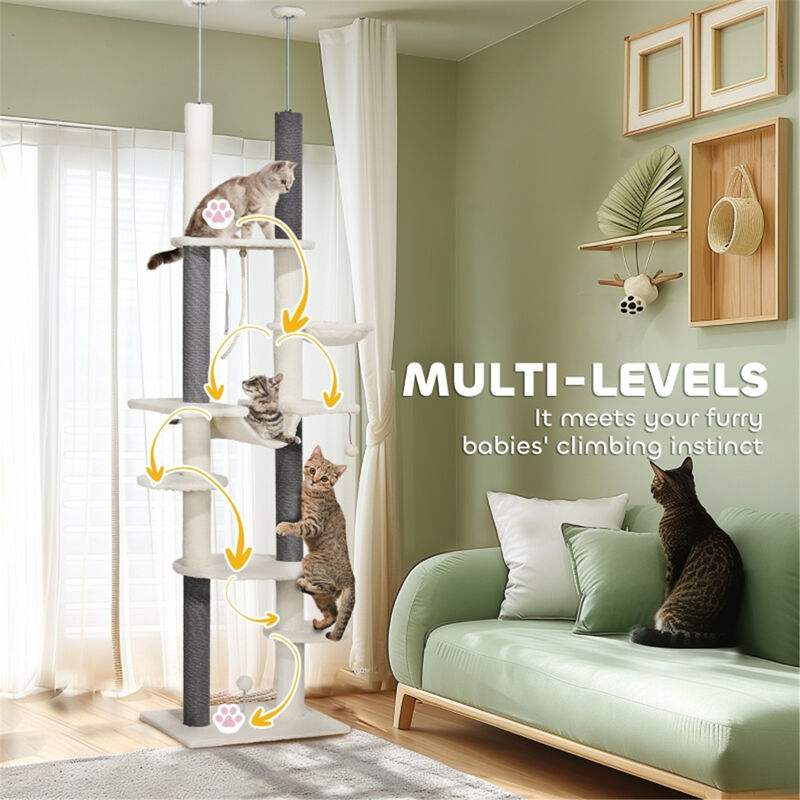 Cat Tree Sturdy Scratching Post and Climbing Tower with Cozy Perches for Cats