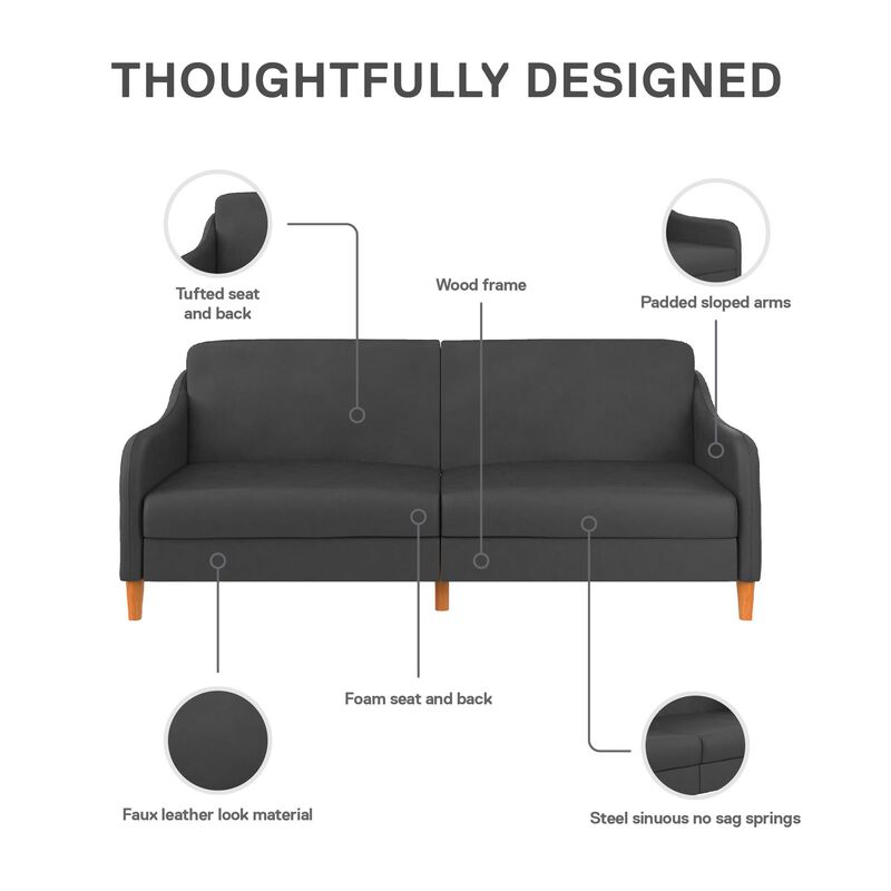 Joan Modern Coil Futon Sofa Bed and Dorm Couch Sleeper