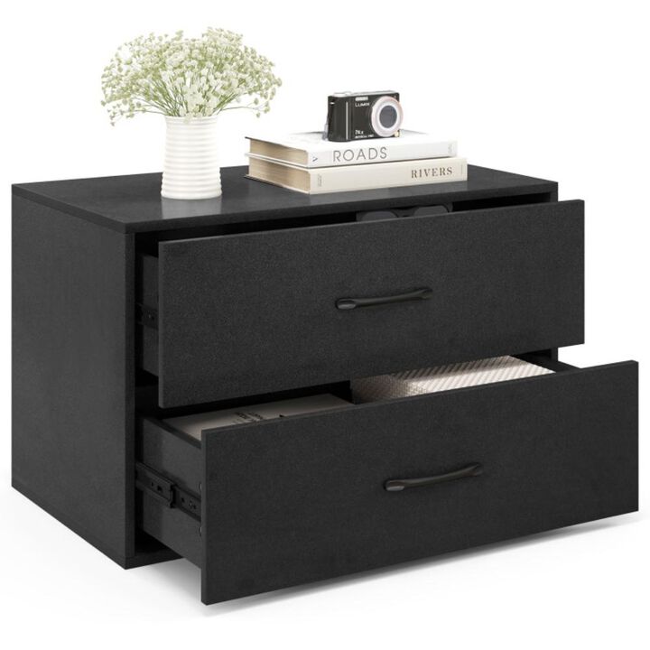 Hivvago 2-Drawer Stackable Horizontal Storage Cabinet Dresser Chest with Handles