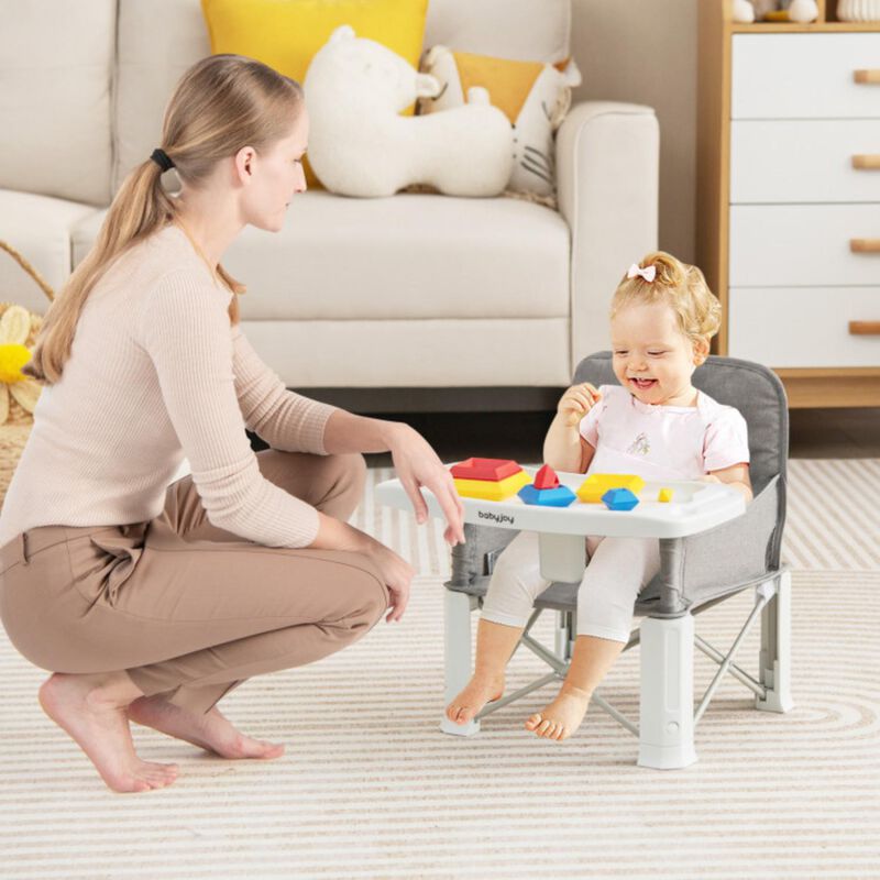 Hivvago Portable Baby Booster Seat with Straps and Double Tray