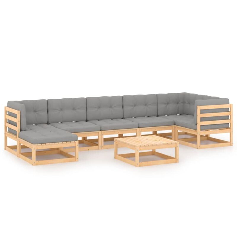 vidaXL 8 Piece Garden Lounge Set with Cushions Solid Pinewood