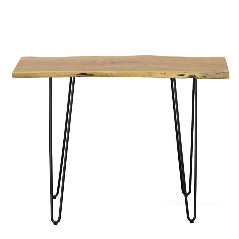 Carolina Living Seti Live Edge Console Table - Natural Top - Black Base