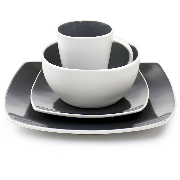 Gibson Elite Soho Lounge 16 Piece Stoneware Dinnerware Set in Grey
