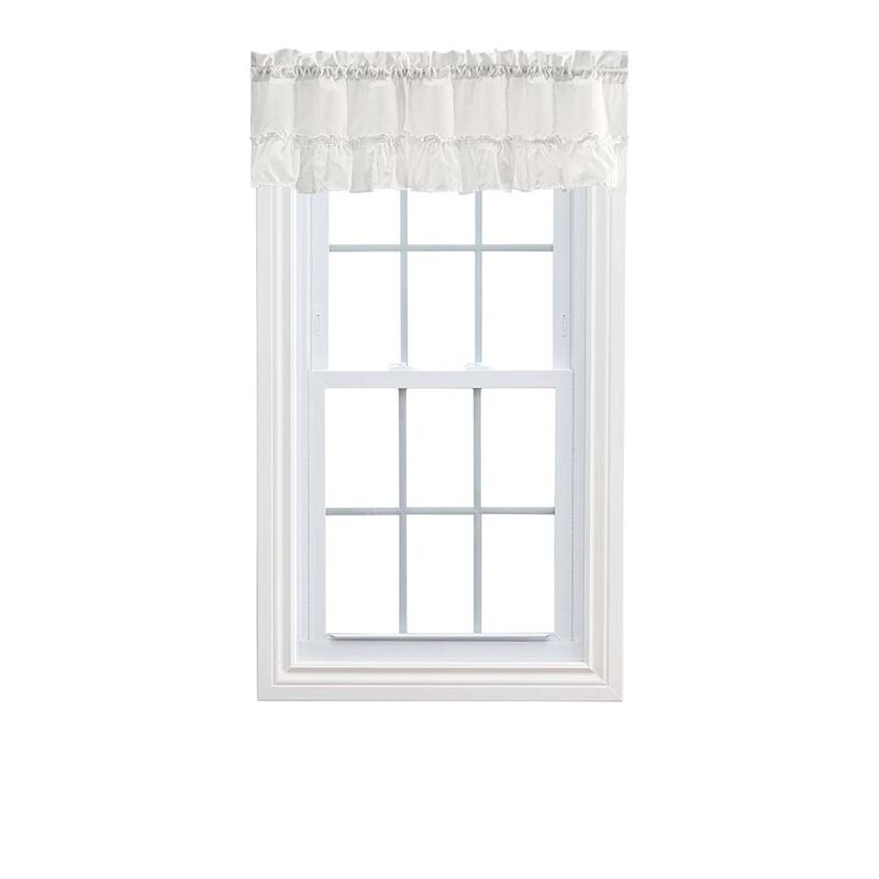 Ellis Stacey 1.5" Rod Pocket High Quality Fabric Solid Color Window Ruffled Filler Valance 54"x13" Ice Cream