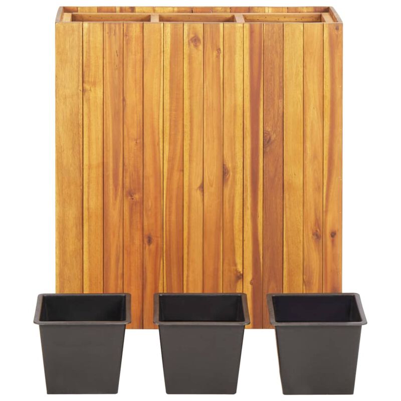 vidaXL Garden Raised Bed with 3 Pots Solid Acacia Wood