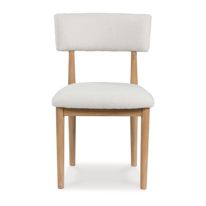 Awdyn Dining Side Chair Set of 2, Brown Solid Wood, White Seat Cushion - Benzara