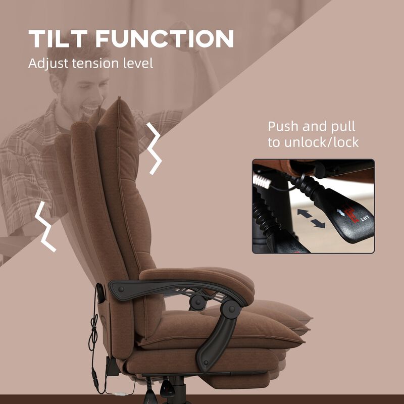 Cozy Brown Massage Recliner: 6 Vibration Points, Footrest, Padding