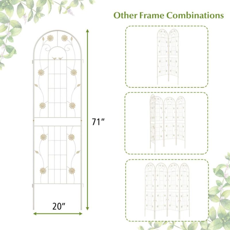 Hivvago 4 Pack 71 x 20 Inches Metal Garden Trellis for Climbing Plants