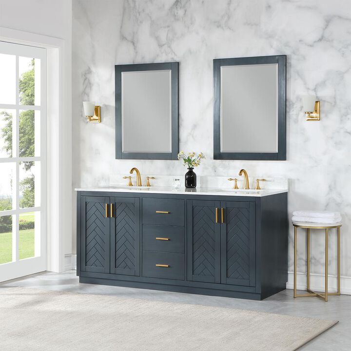 Altair 72 Double Bathroom Vanity Set in Classic Blue with Mirror