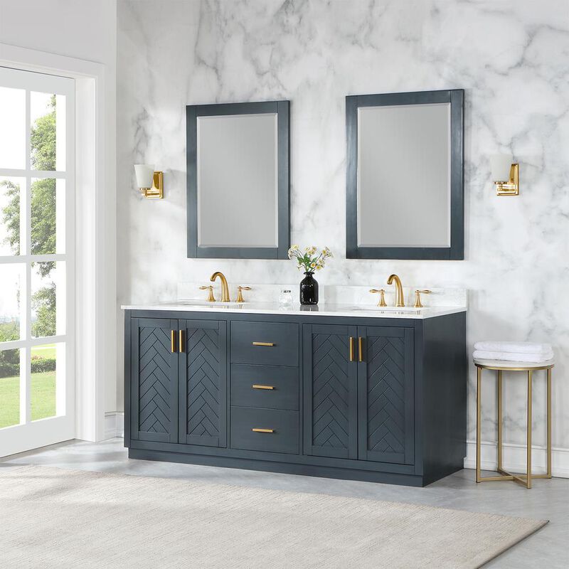 Altair 72 Double Bathroom Vanity Set in Classic Blue with Mirror