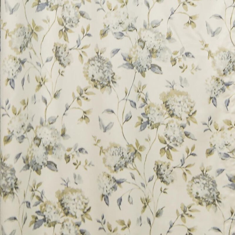Ellis Curtain Abigail Classic Floral Design Button Holes Shower Curtain 72" x 72" Porcelain