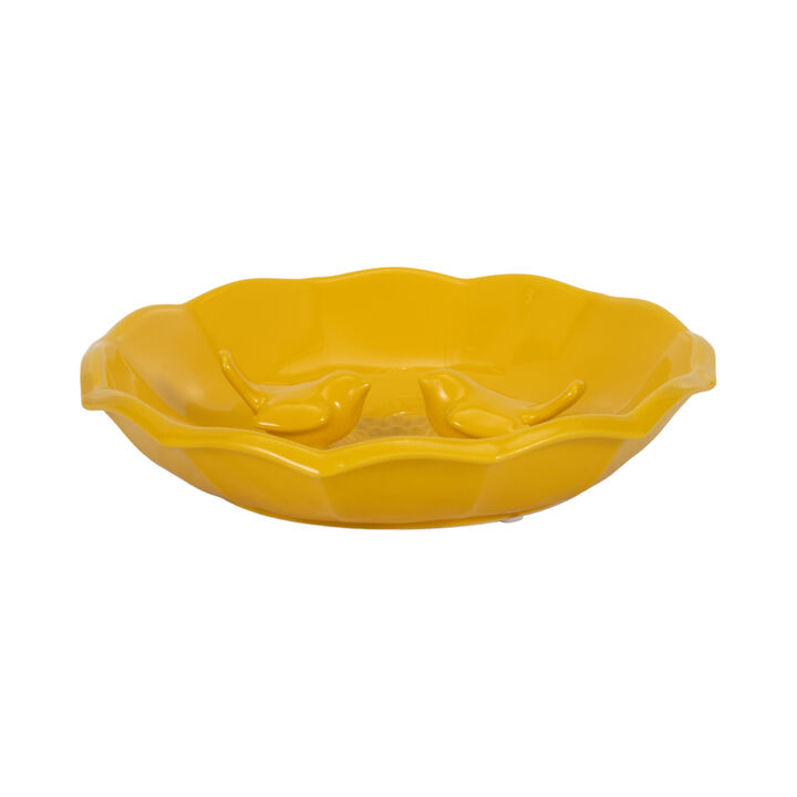 Stoneware Flower Bird Bath