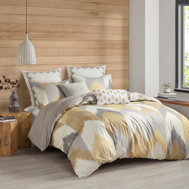 Gracie Mills Heise 3-Piece Modern Ikat Chevron Duvet Cover Set