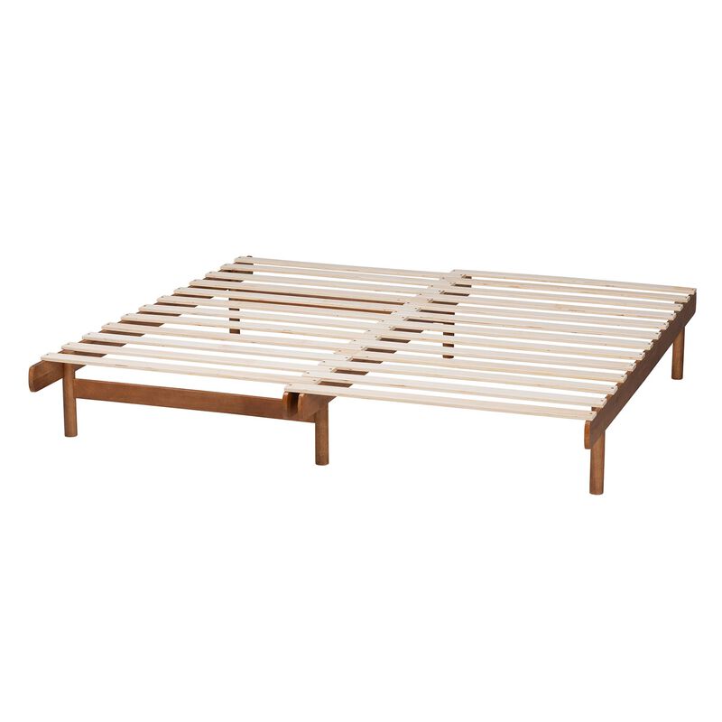 Baxton Studio Bolivia Mid Century Modern Walnut Brown Wood Expandable Twin To King Bed Frame