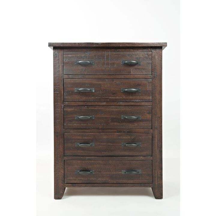 Jofran Jackson Lodge Rustic Distressed Acacia 5 Drawer Chest
