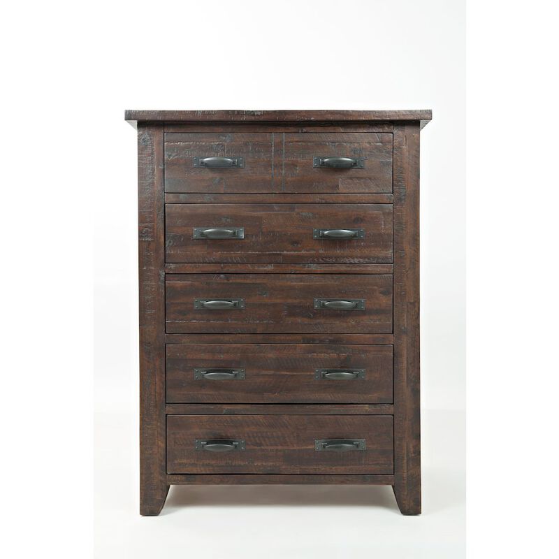 Jofran Jackson Lodge Rustic Distressed Acacia 5 Drawer Chest
