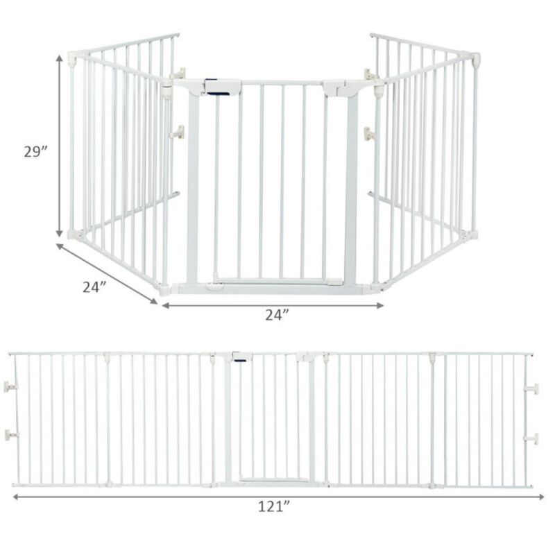 Hivvago 115 Inch Length 5 Panel Adjustable Wide Fireplace Fence