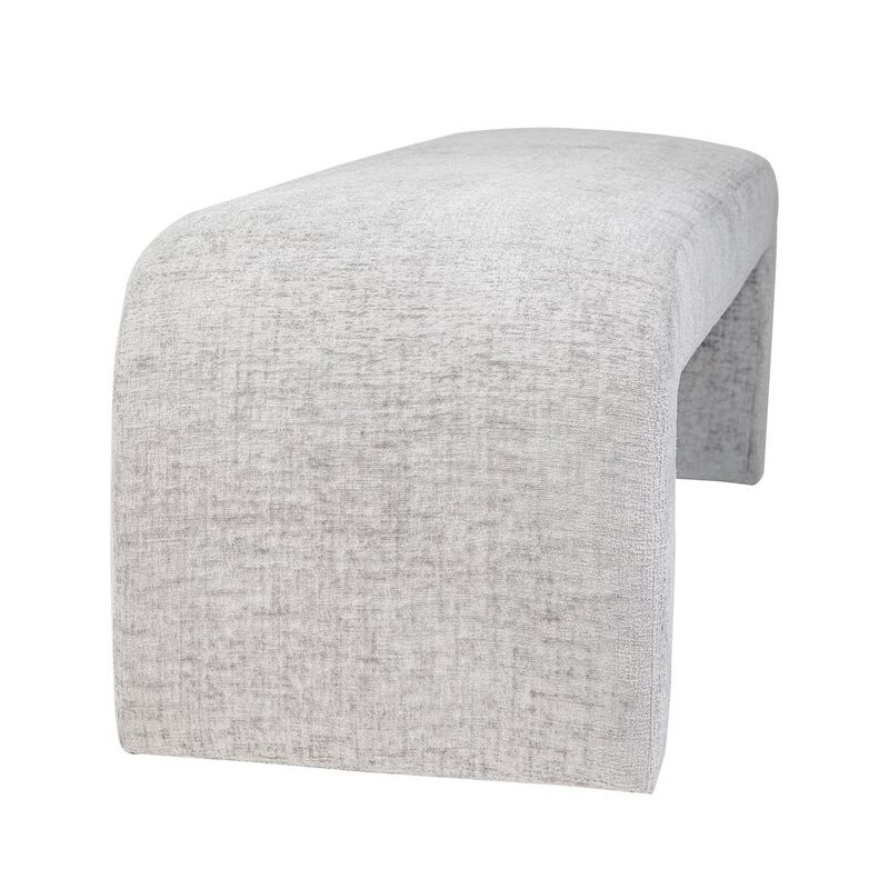 Jofran Sophia Modern Luxury Curved Upholstered Waterfall Jacquard Bench - Large