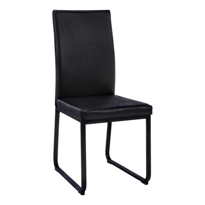 Monarch Specialties I 1106 Dining Chair, Set Of 2, Side, Upholstered, Kitchen, Dining Room, Pu Leather Look, Metal, Black, Contemporary, Modern