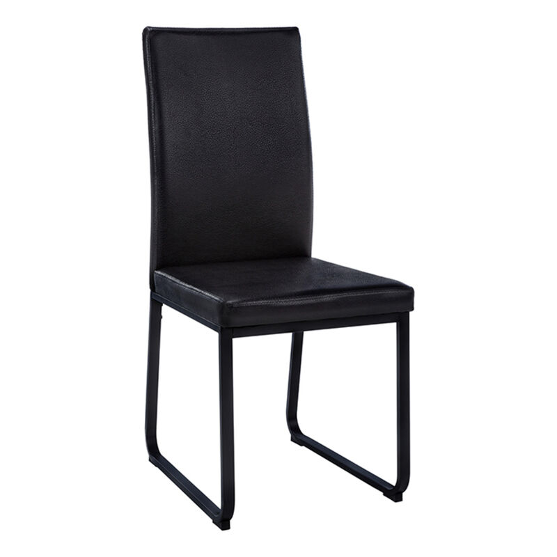 Monarch Specialties I 1106 Dining Chair, Set Of 2, Side, Upholstered, Kitchen, Dining Room, Pu Leather Look, Metal, Black, Contemporary, Modern